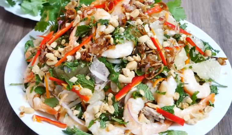 Cách làm gỏi bưởi tôm thịt giòn giòn, chua ngọt cực hấp dẫn