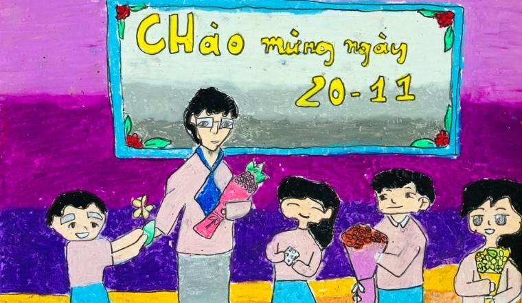 Cách vẽ tranh đề tài ngày 2011 tặng thầy cô đơn giản mà đẹp