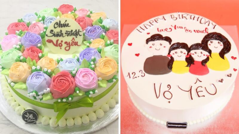 Bánh kem sinh nhật đẹp, bắt mắt dành tặng cho vợ yêu