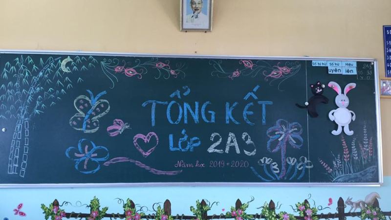 Trang trí bảng phấn đơn giản