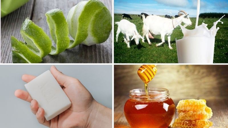 Nguyên liệu chuẩn bị làm xà phòng từ sữa dê và chanh