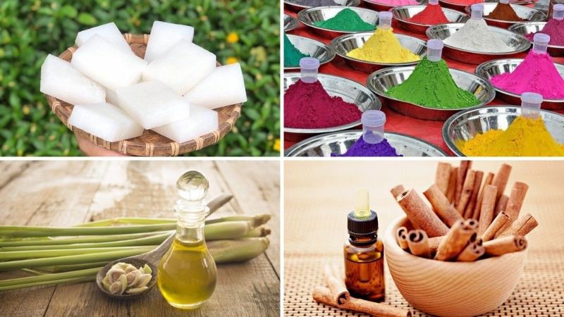 Nguyên liệu chuẩn bị làm xà phòng từ phôi sữa dê