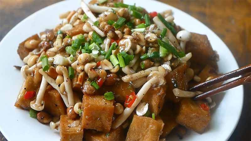 Đậu hũ, nấm xào chua ngọt