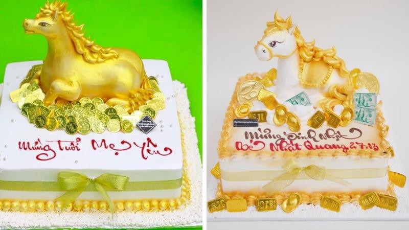 Bánh sinh nhật con ngựa vàng