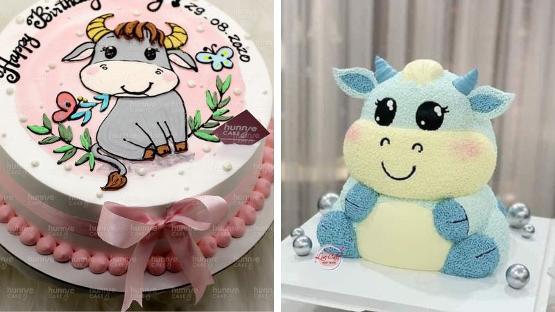 Bánh sinh nhật con trâu đáng yêu