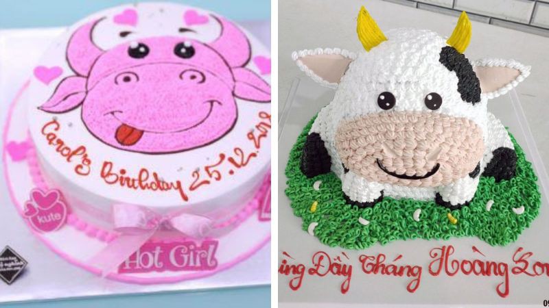 Bánh sinh nhật con trâu mắt long lanh