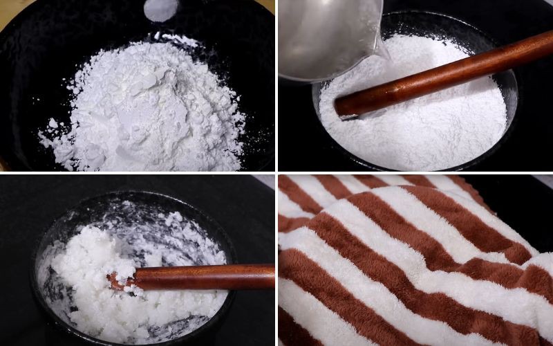 Trộn bột làm dìn chấy
