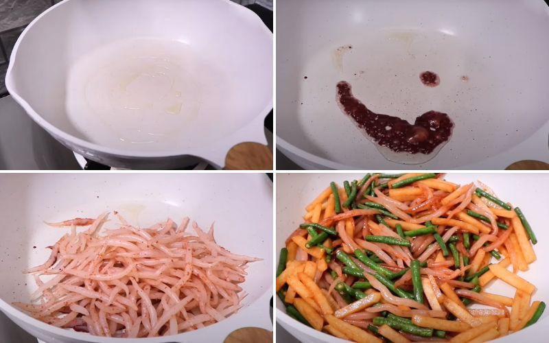Xào dìn chấy cùng rau củ