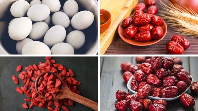 Nguyên liệu để làm súp hột vịt lộn