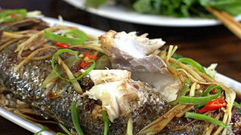 Cá trắm trắng hấp bia