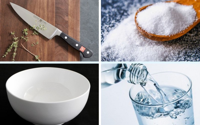 Dụng cụ và nguyên liệu để cắt tiết gà