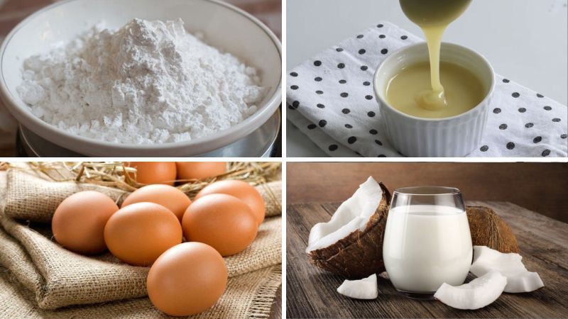 Nguyên liệu làm bánh bò nướng bằng nồi chiên không dầu