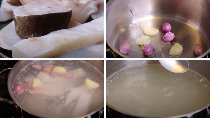 Nấu nước bánh canh hẹ