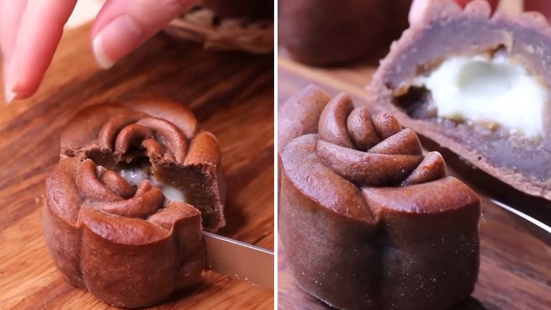 Thưởng thức bánh trung thu tiramisu hoa hồng