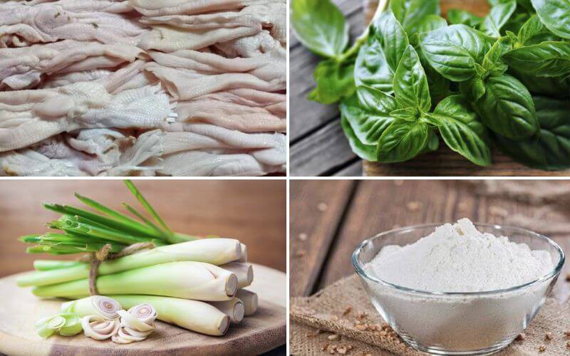 Những nguyên liệu làm nên món chân vịt rang muối