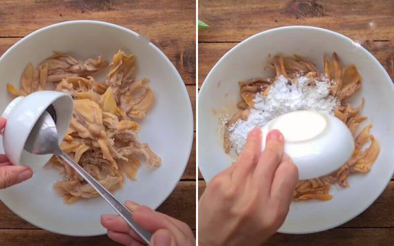 Chân vịt được ướp cùng dầu hào và bột mì