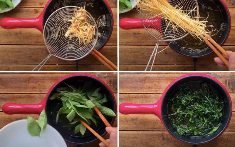 Sả và húng quế đang được chế biến