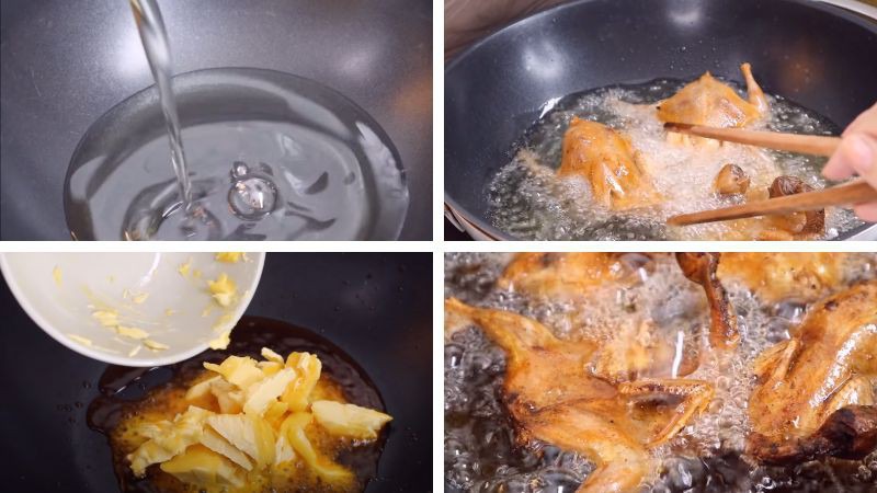 Chiên chim cút với bơ