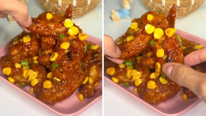 Thưởng thức gà sốt bơ bắp