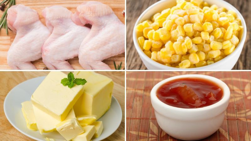 Nguyên liệu làm gà sốt bơ bắp