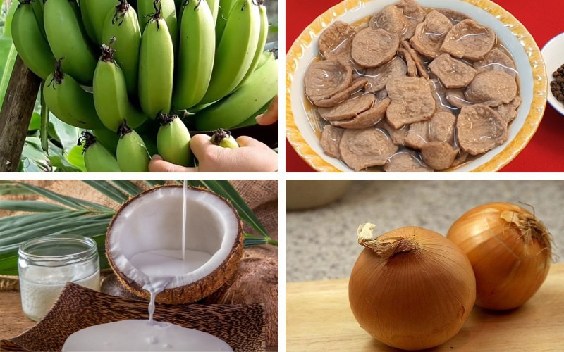 Nguyên liệu làm cà ri chuối xanh
