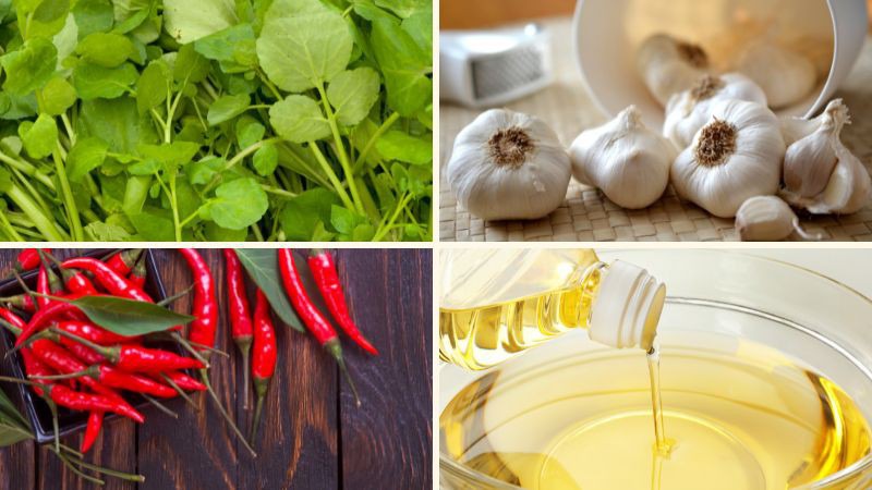 Nguyên liệu làm xà lách xoong xào tỏi