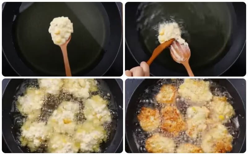 Tạo hình và chiên giòn mực đậu hũ