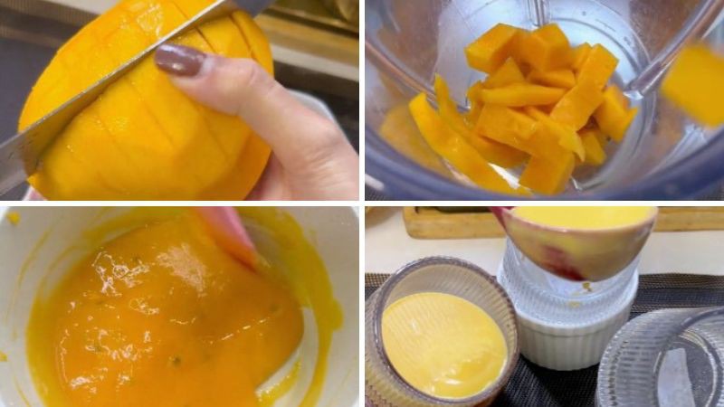 Làm phần pudding xoài