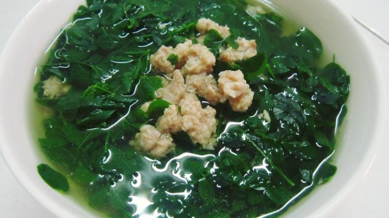 Canh rau mồng tơi thịt nạc