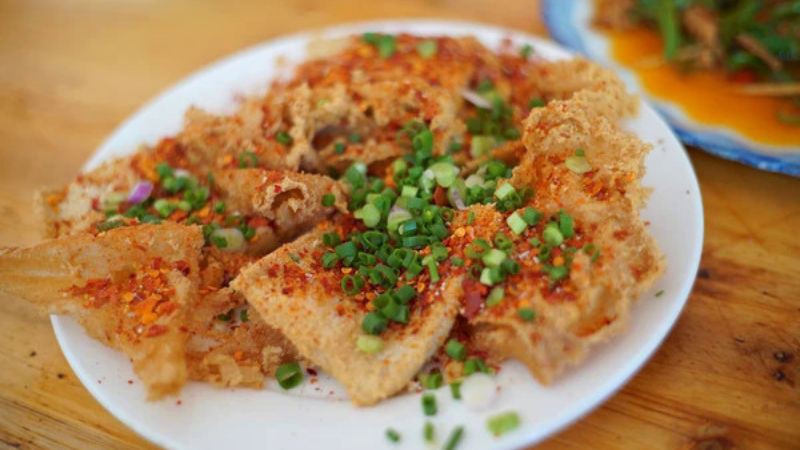 Món đậu hũ lông chiên giòn