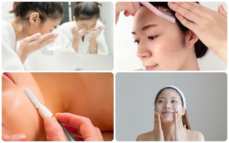 Phải vệ sinh da thật kỹ rồi cạo lông mặt từ ngoài vào trong