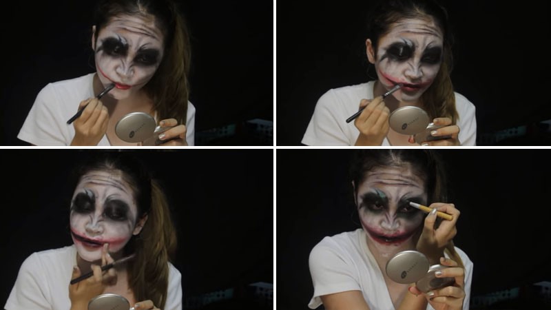 Tô môi đỏ và mắt màu xanh để hoàn thiện lớp makeup