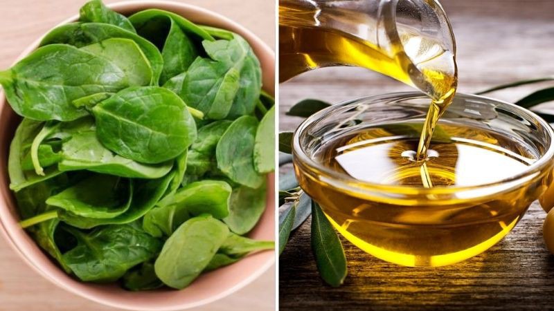 Mồng tơi và dầu olive