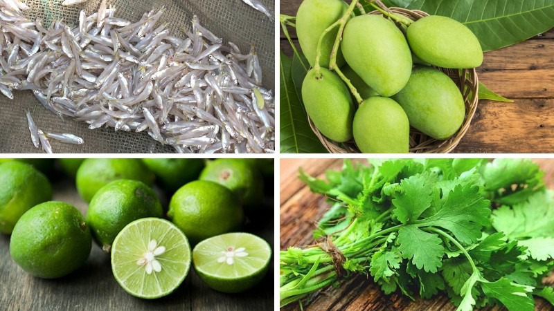 Nguyên liệu làm gỏi cá cơm tươi
