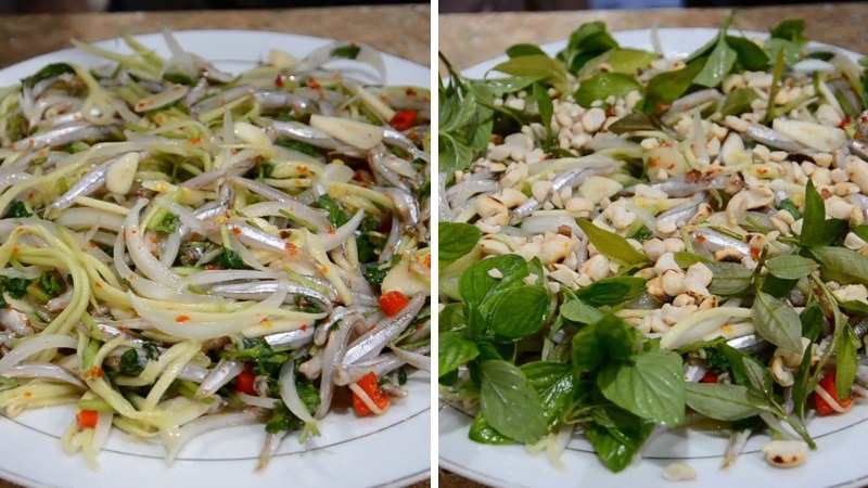 Thành phẩm gỏi cá cơm tươi
