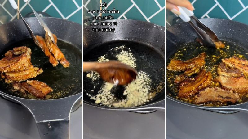 Làm ba rọi sốt mắm